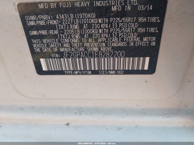 JF2GPACC1E8282200 Subaru 2.0l na