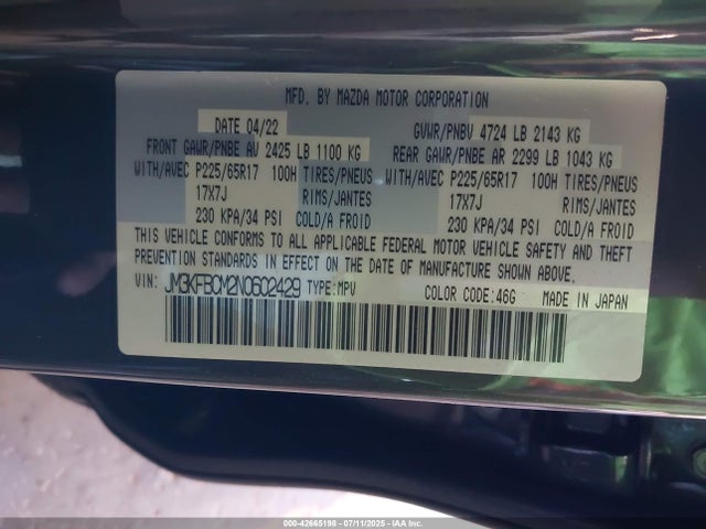 Mazda py cylinder deactiviation 2022 JM3KFBCM2N0602429 Image 9