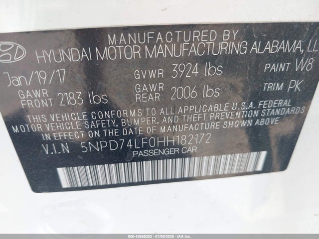 Hyundai Elantra 2017 5NPD74LF0HH182172 Image 9