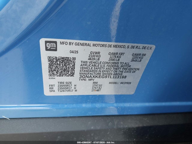 3GNAXKEG9TL113168 Chevrolet lsd