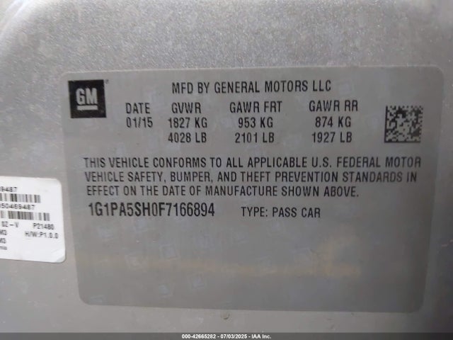 1G1PA5SH0F7166894 Chevrolet luw