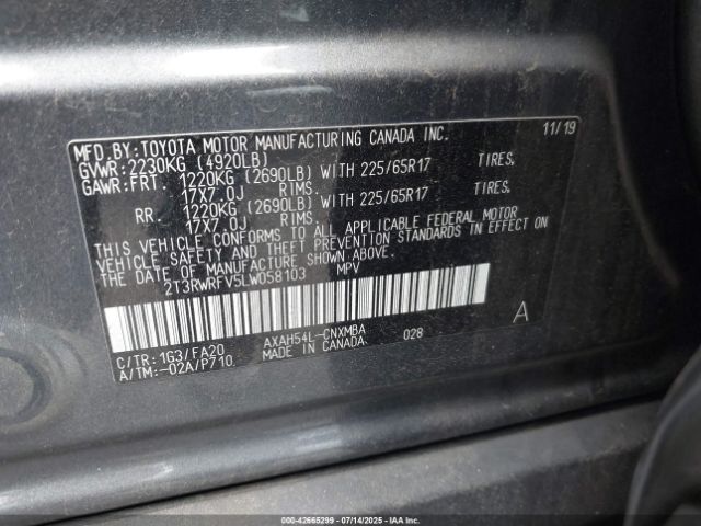 2020 TOYOTA RAV4 HYBRID 2T3RWRFV5LW058103 Photo 8