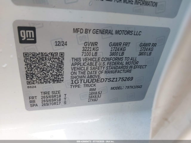 1GTUUDED7SZ175269 GMC l84