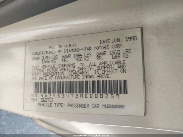 1991 MITSUBISHI ECLIPSE 4A3CS34T2ME000259 Photo 8