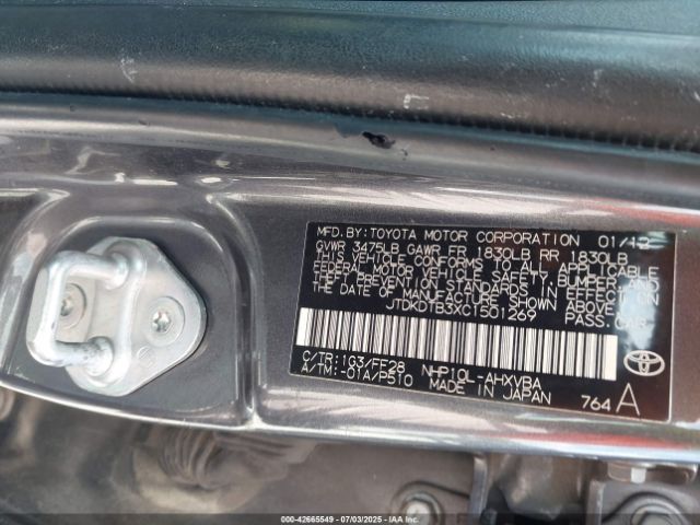2012 TOYOTA PRIUS C JTDKDTB3XC1501269 Photo 8