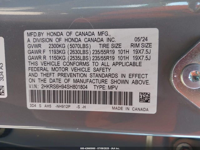 Honda lfc3 2025 2HKRS6H94SH801804 Image 9