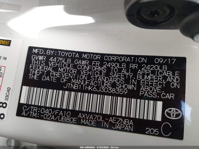 JTNB11HK6J3038359 Toyota a25a-fks