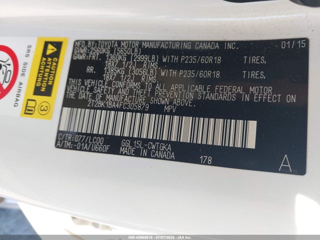 2T2BK1BA4FC305879 Lexus 2gr-fe