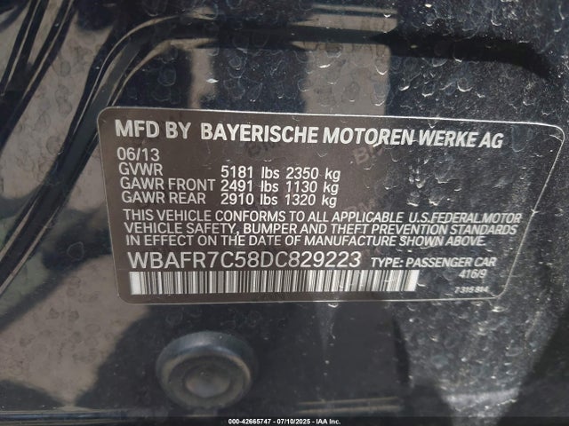 Продажа на аукционе авто 2013 Bmw 535i, vin: WBAFR7C58DC829223, номер лота: 42665747