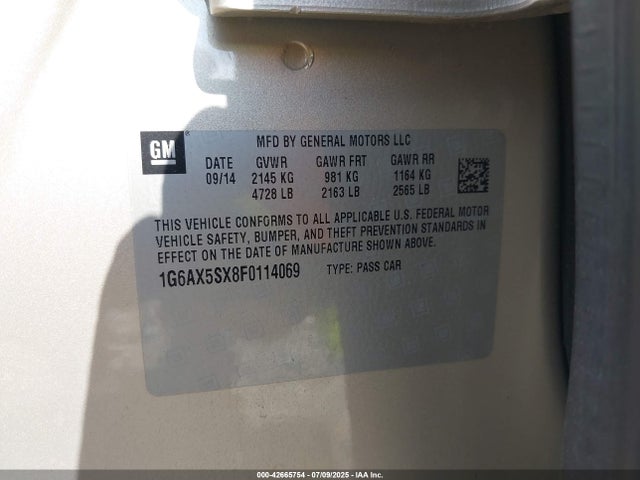 2015 CADILLAC CTS 1G6AX5SX8F0114069 Photo 8
