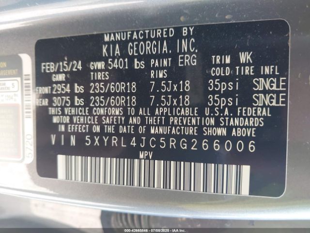 2024 KIA SORENTO 5XYRL4JC5RG266006 Photo 8