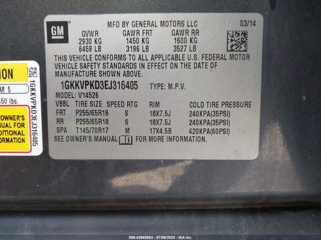 GMC llt 2014 1GKKVPKD3EJ316405 Image 9