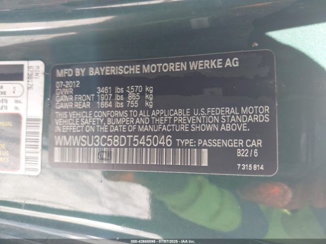 2013 MINI HARDTOP WMWSU3C58DT545046 Photo 8