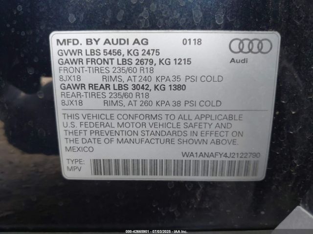 2018 AUDI Q5 WA1ANAFY4J2122790 Photo 8