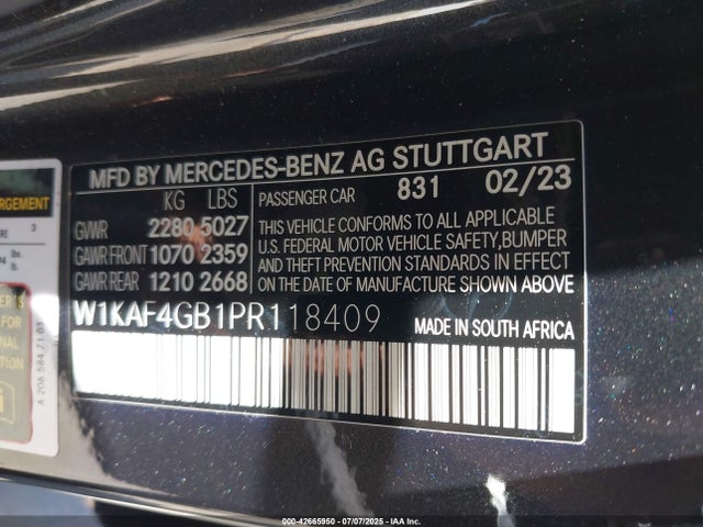 Mercedes-Benz m254 2023 W1KAF4GB1PR118409 Image 9