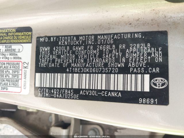 2006 TOYOTA CAMRY 4T1BE30K06U735720 Photo 8