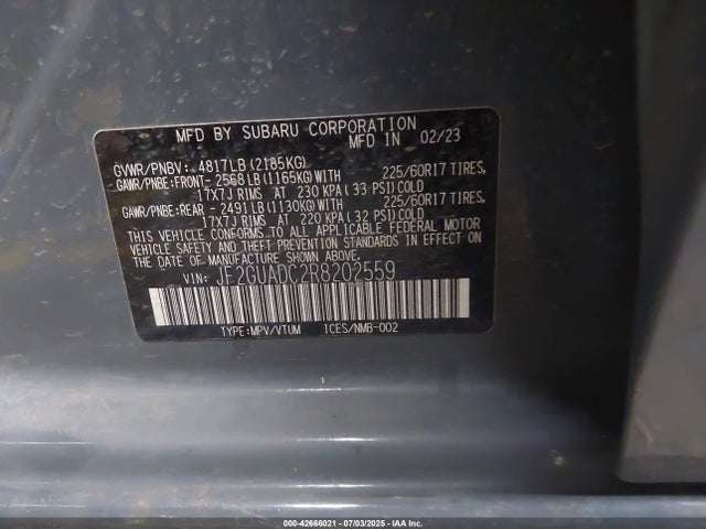 JF2GUADC2R8202559 Subaru na