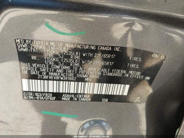 2T3BFREV8FW391662 Toyota 2ar-fe