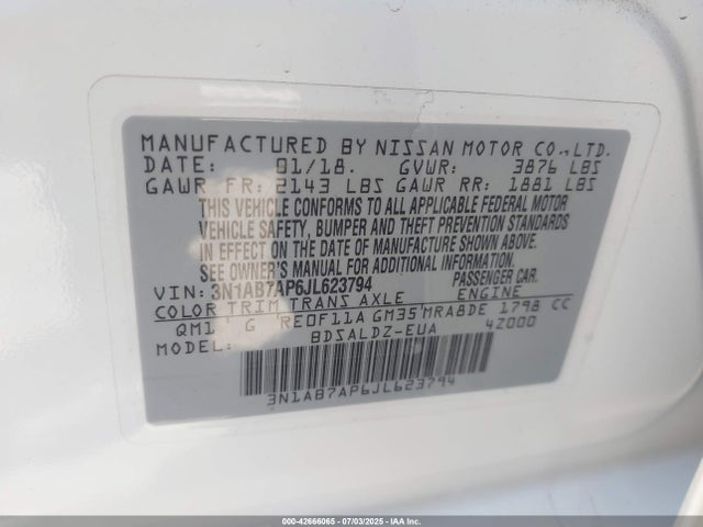 3N1AB7AP6JL623794 Nissan 2018