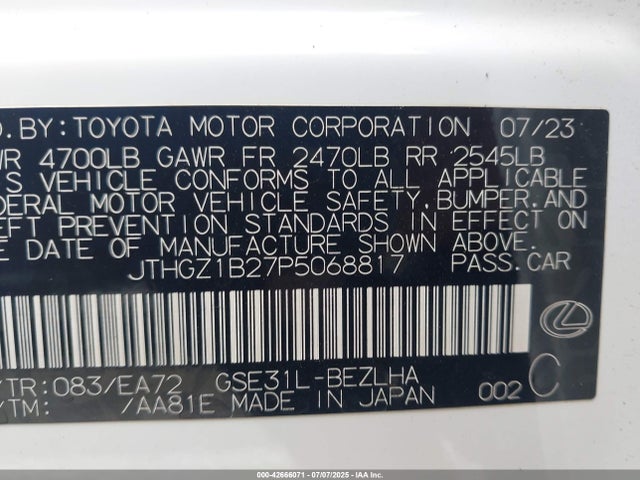 JTHGZ1B27P5068817 Lexus 2gr-fks