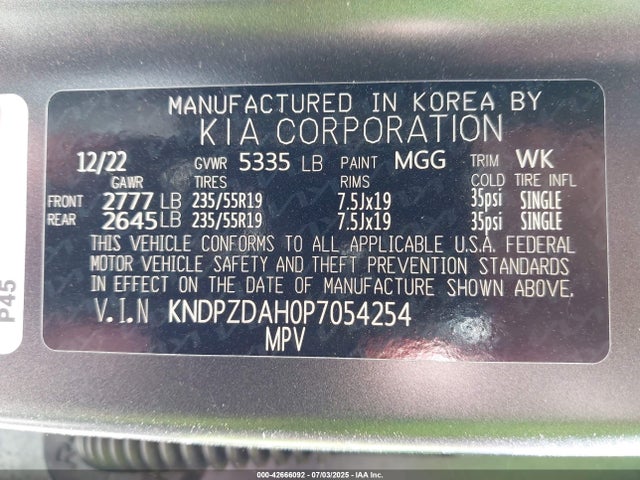 KNDPZDAH0P7054254 KIA t-gdi gamma ii