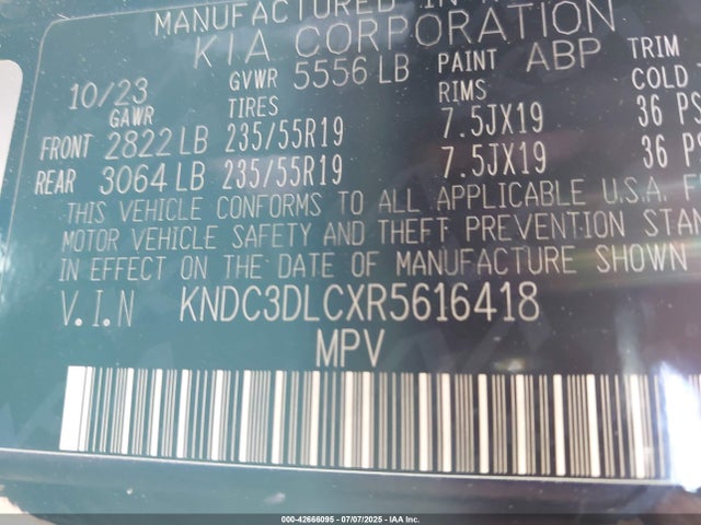 KNDC3DLCXR5616418 KIA EV6