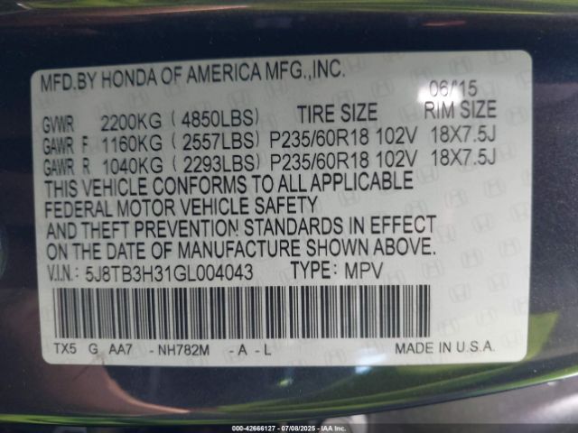 2016 ACURA RDX 5J8TB3H31GL004043 Photo 8