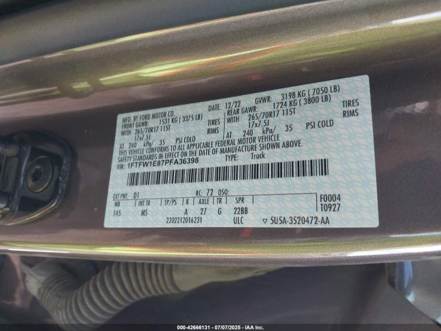 1FTFW1E87PFA36398 Ford gtdi