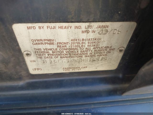 2006 SUBARU IMPREZA JF1GG67696H815935 Photo 8
