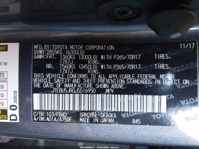 Toyota 1gr-fe 2018 JTEBU5JR0J5516950 Image 9