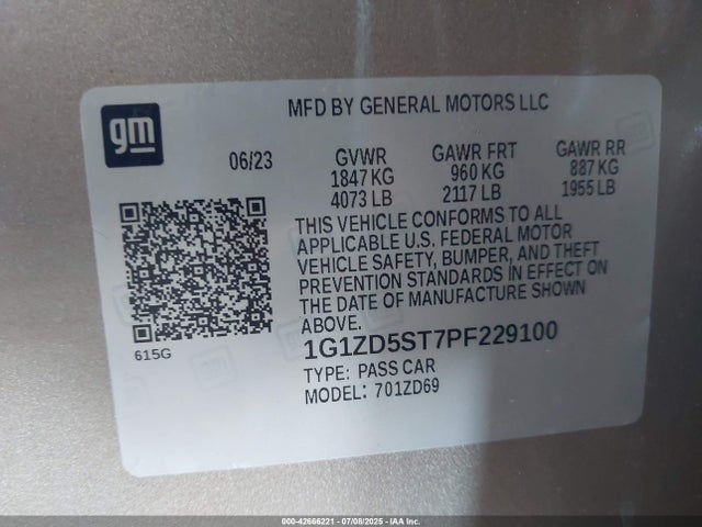 1G1ZD5ST7PF229100 Chevrolet lfv