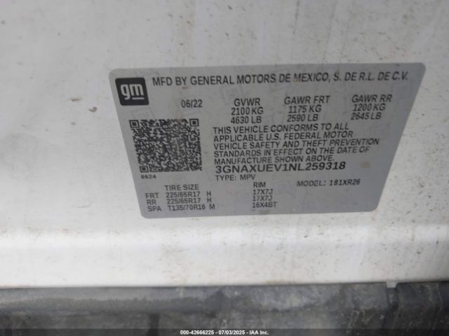 2022 CHEVROLET EQUINOX 3GNAXUEV1NL259318 Photo 8