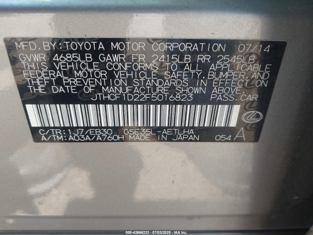 JTHCF1D22F5016823 Lexus 4gr-fse