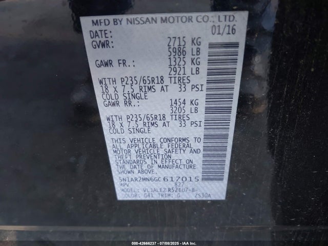 Nissan 2016 2016 5N1AR2MN6GC617015 Image 9
