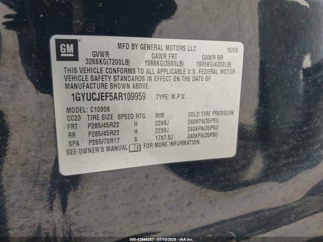 2010 CADILLAC ESCALADE ESV 1GYUCJEF5AR109959 Photo 8