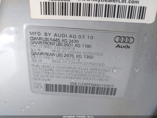 2011 AUDI Q5 WA1LFAFP6BA015907 Photo 8