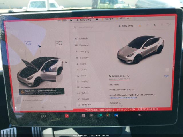 2022 TESLA MODEL Y 7SAYGDEF6NF381643 Photo 6