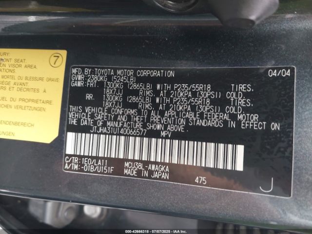 2004 LEXUS RX 330 JTJHA31U140066577 Photo 8