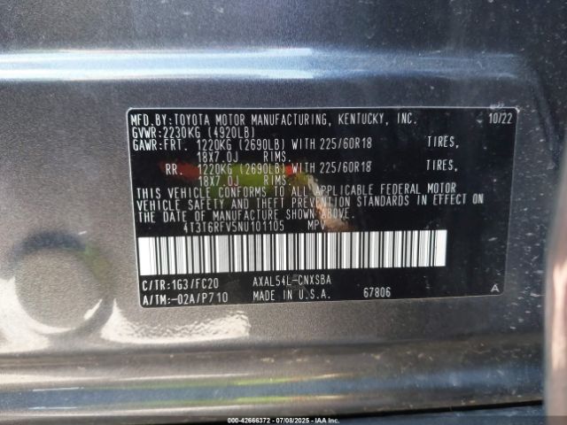 2022 TOYOTA RAV4 HYBRID 4T3T6RFV5NU101105 Photo 8