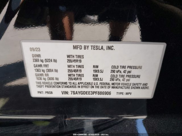2023 TESLA MODEL Y 7SAYGDEE3PF886906 Photo 8