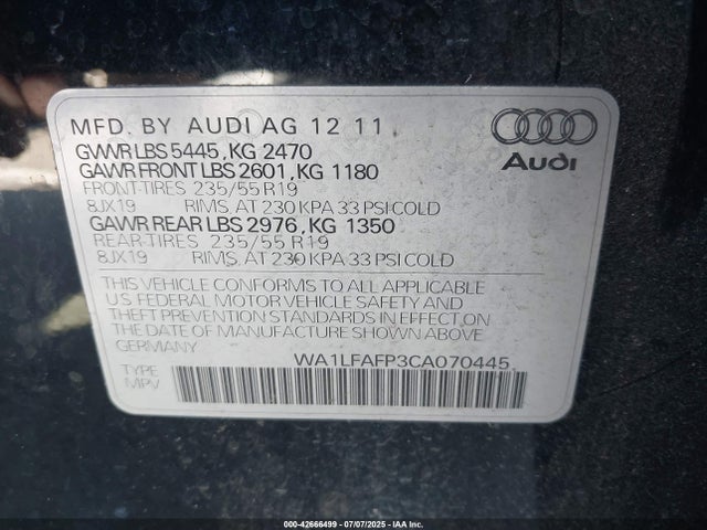 2012 AUDI Q5 WA1LFAFP3CA070445 Photo 8