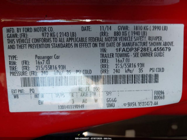 Ford 2014 2014 1FADP3F28EL455679 Image 9