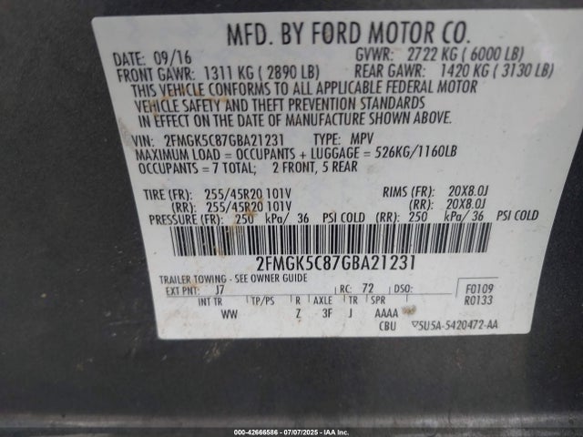 Ford Flex 2016 2FMGK5C87GBA21231 Image 9