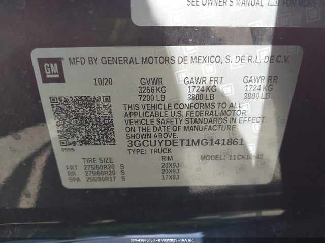 3GCUYDET1MG141861 Chevrolet lm2 - cri, vgt, alum