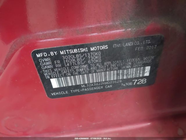 2017 MITSUBISHI MIRAGE ML32A3HJ2HH021629 Photo 8