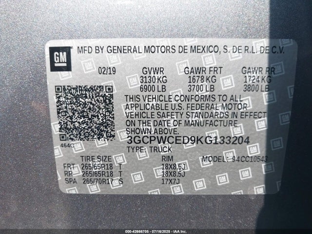 3GCPWCED9KG133204 Chevrolet l84 - di, dfm, alum, gen 5, var 2