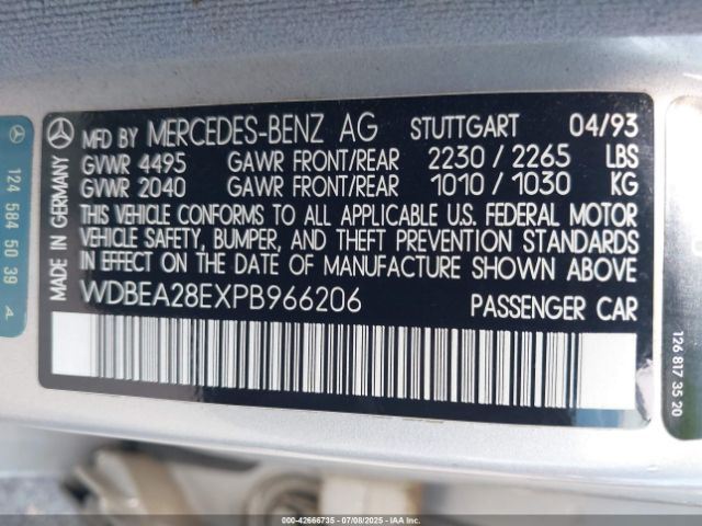 1993 MERCEDES-BENZ 300 WDBEA28EXPB966206 Photo 8
