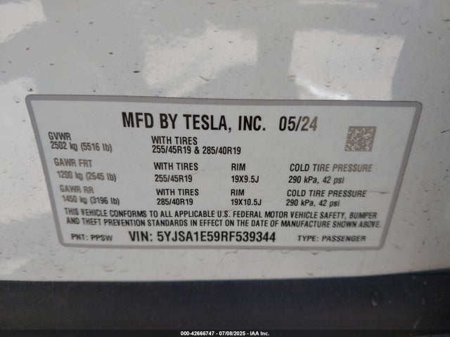 5YJSA1E59RF539344 Tesla 2024