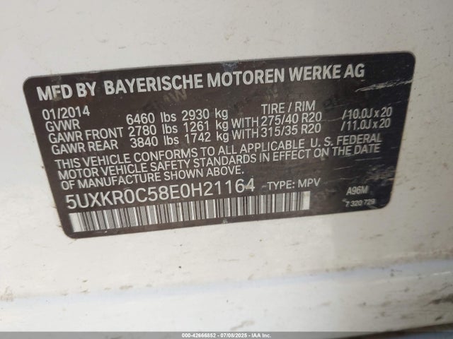 5UXKR0C58E0H21164 BMW 2014