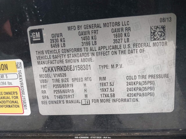 1GKKVRKD6EJ158301 GMC llt